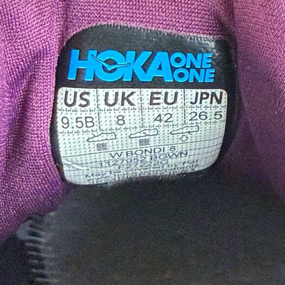 Hoka Bondi 8 Athletic Running Shoes Womens 9.5 Purple Pink Burgundy Low Top - Picture 5 of 10